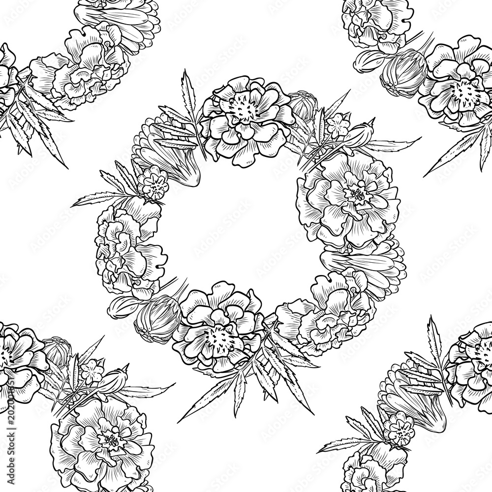 Bouquet of marigold flowers and leaves Bouquet of marigold flowers and leaves