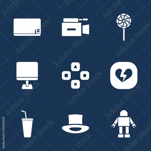 Premium set with fill icons. Such as cold, television, technology, food, board, professional, blackboard, school, texture, camera, heart, dessert, lolly, machine, juice, drink, chalk, colorful, stick