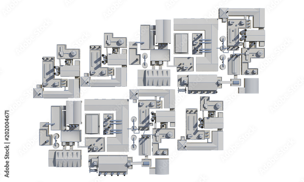 factory top view isolated on white factory top view isolated on white