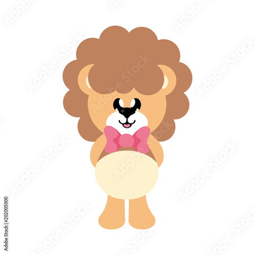 cartoon cute lion with tie