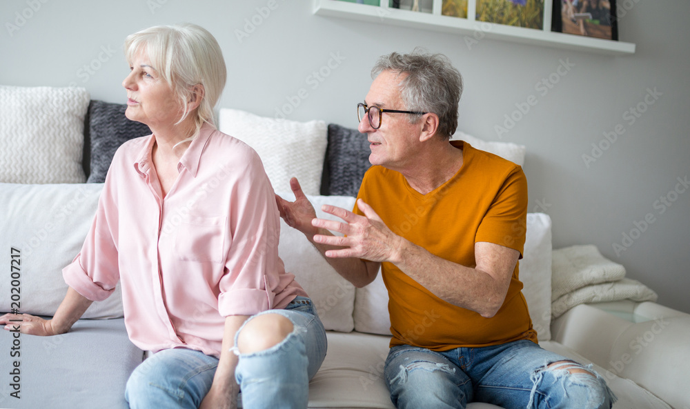 Senior man arguing with his wife Senior man arguing with his wife