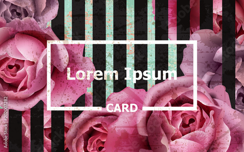 Vintage card with rose flowers Vector. template layout abastract backgrounds