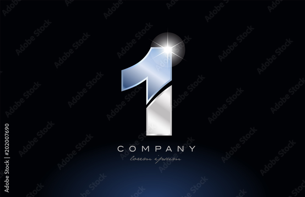Φωτογραφία metal blue number 1 one logo company icon design
