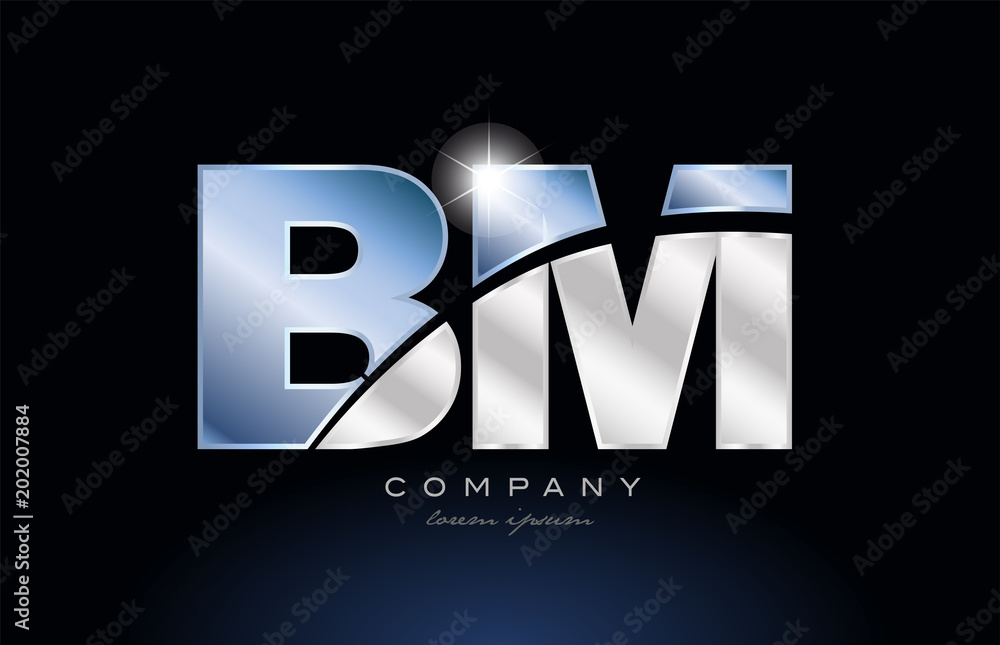 metal blue alphabet letter bm b m logo company icon design Stock Vector Adobe Stock