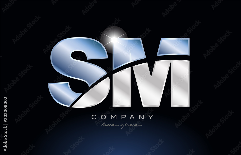metal blue alphabet letter sm s m logo company icon design Stock ...