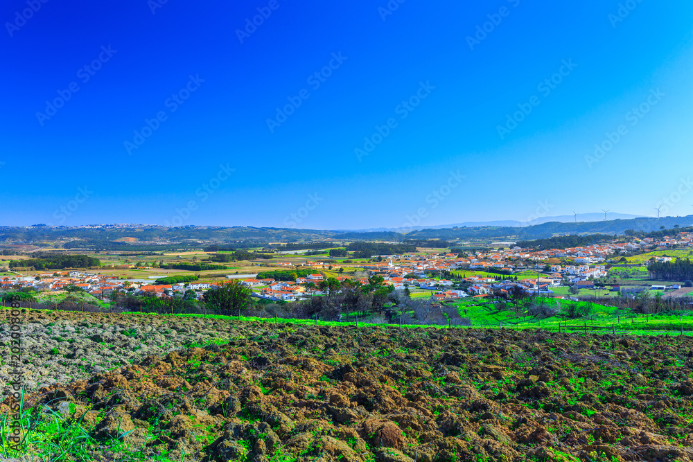 A typical agricultural landscape of springtime somewhere in Oeste near Maceira, Vimeiro, municipality Lourinha in Portugal.