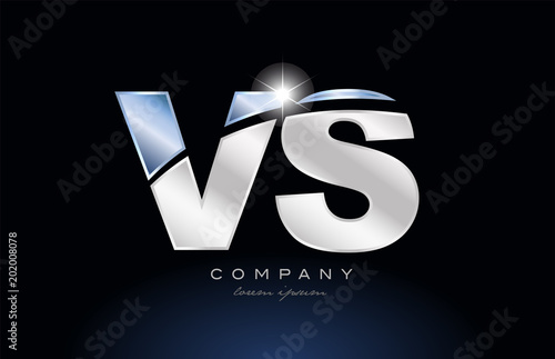 metal blue alphabet letter vs v s logo company icon design