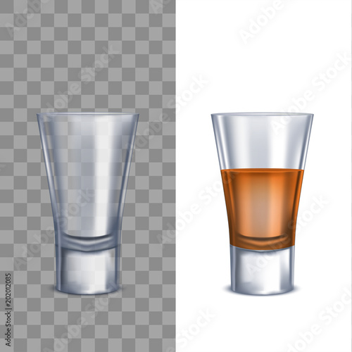Realistic Detailed 3d Shot Glasses Set. Vector