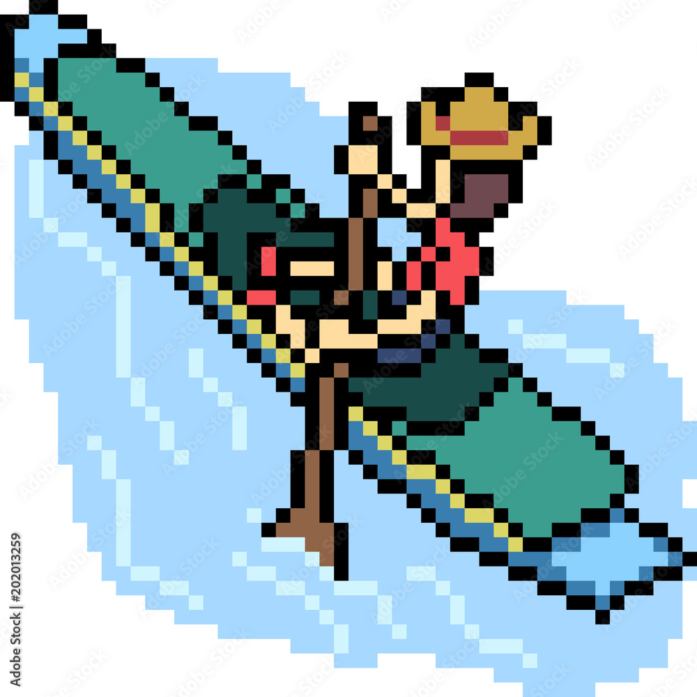 vector pixel art canoe boat