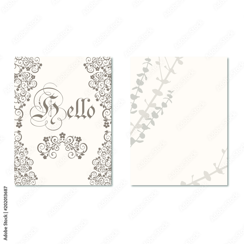 Obraz premium Greeting card with calligraphic inscription Hello