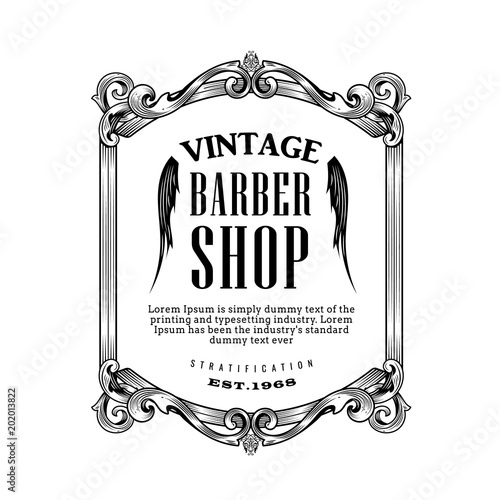 vintage frame antique barber shop engrave vector illustration