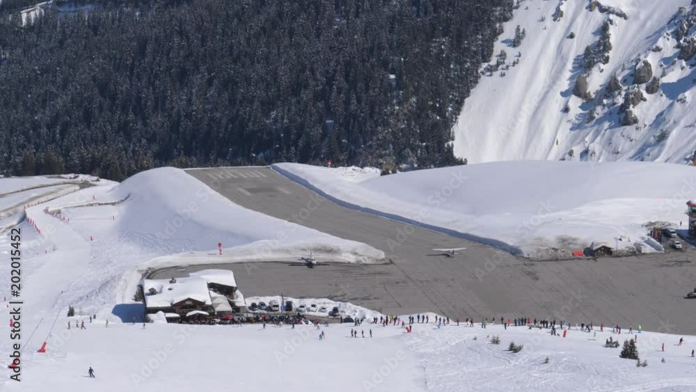 Light-Engine Aircraft Takes Off From The Mountain Airport Light-Engine Aircraft Takes Off From The Mountain Airport