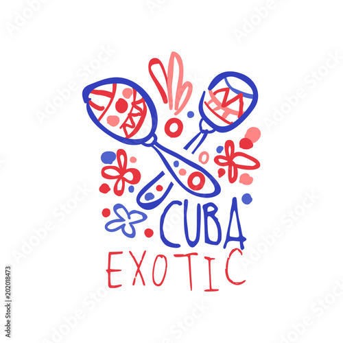 Photography Cuba island logo template original design, exotic summer holiday badge, label fo