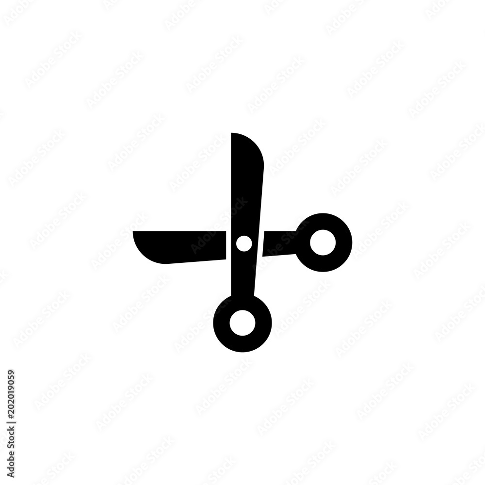 Scissors. Flat Vector Icon. Simple black symbol on white background Scissors. Flat Vector Icon. Simple black symbol on white background
