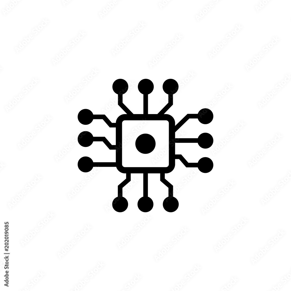 Chip Processor. Flat Vector Icon. Simple black symbol on white background Chip Processor. Flat Vector Icon. Simple black symbol on white background