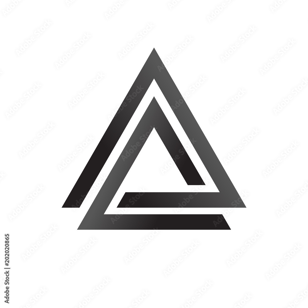Linked triangles black and white geometric abstract logo, vector Linked triangles black and white geometric abstract logo, vector