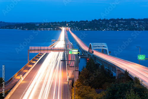 Homer M. Hadley Memorial Bridge over Lake Washington, Seattle Metropolitan area, Washington, Washington State, USA photo