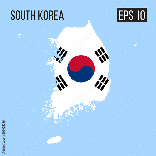 South Korea map border with flag vector EPS10