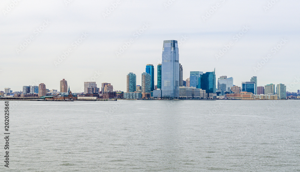 New York City, Skyline view from hudson, cloudy day