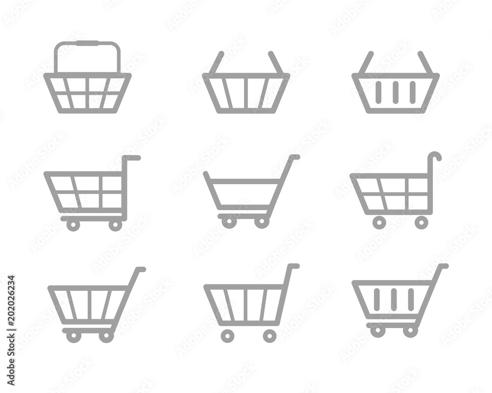 Vector set of shopping cart or backet icons for your website