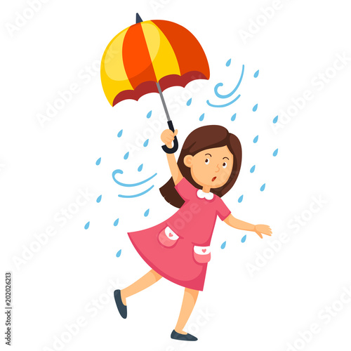 Illustration of a girl holding an umbrella on a white background vector