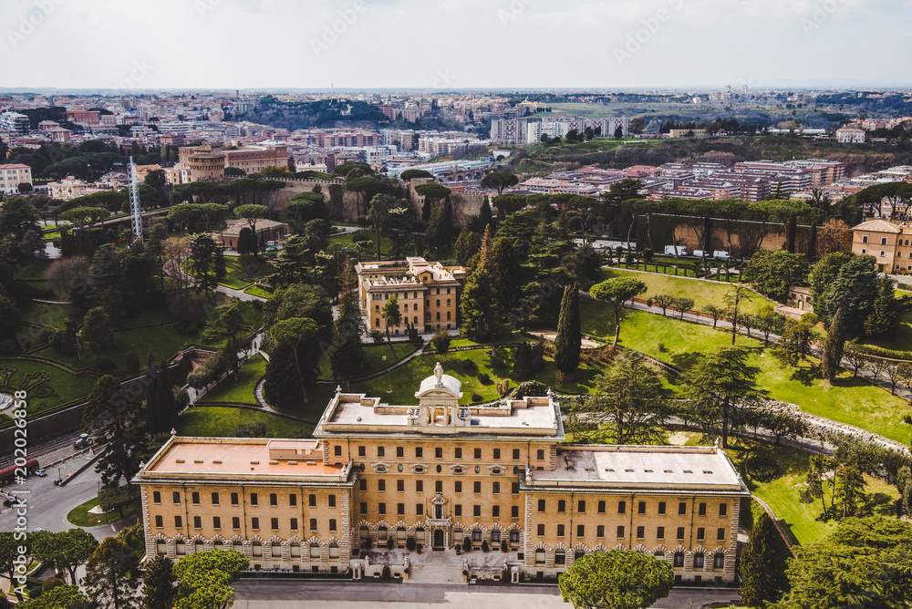aerial view of Governor Palace of Vatican City, Italy