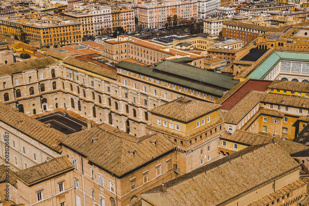 aerial view of ancient roman buildings, Rome, Italy