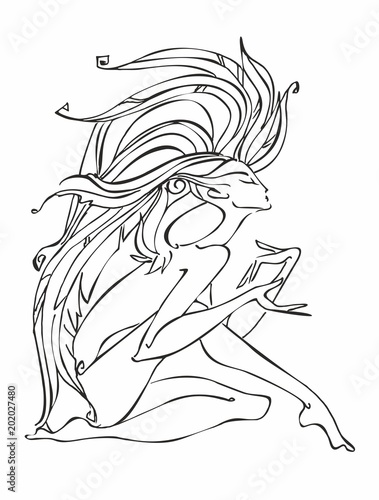 Angel. Esoteric. Girl angel.  Vector.