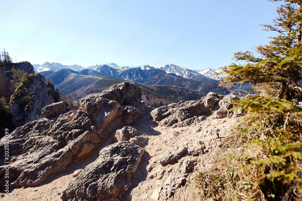 Beautiful views of mountain landscape with blue sky