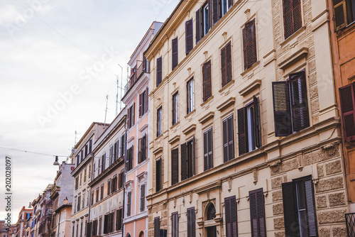exterior of old living houses in Rome, Italy