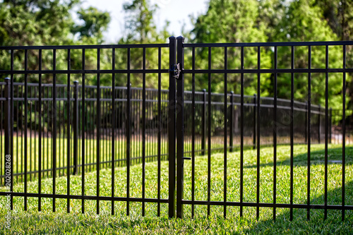 Canvas Print Black Aluminum Fence with double gates