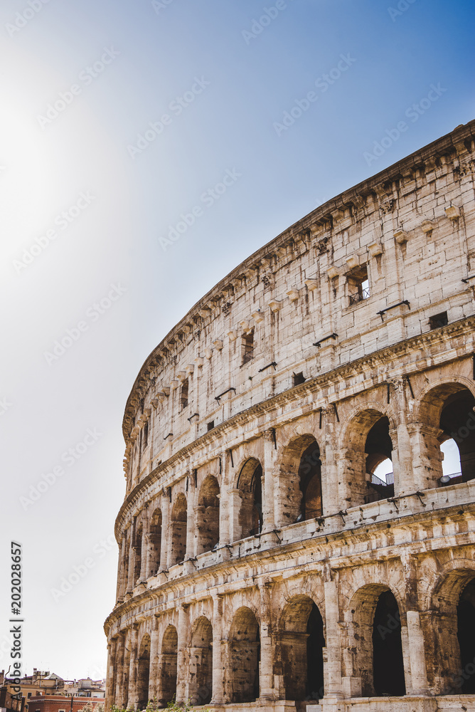 famous historical Colosseum ruins in Rome, Italy