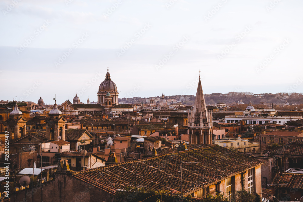 view of old St Peters Basilica in Rome, Italy