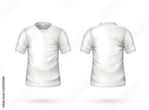 Vector realistic t-shirt white blank mockup