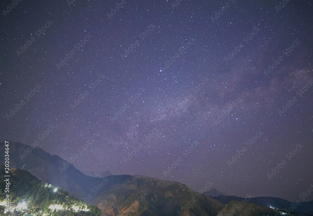Milky Way above Himalayas mountains in Dharamshala, India