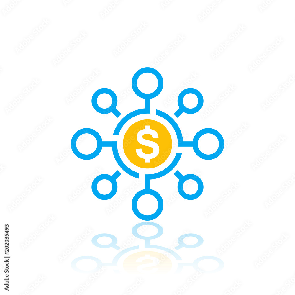 Financial diversification, diversified portfolio icon