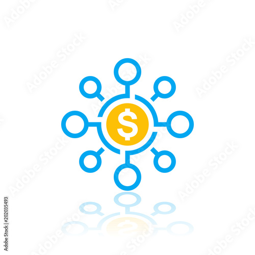 Financial diversification, diversified portfolio icon