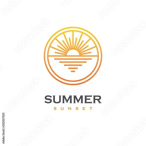 Sun and sea linear logo.