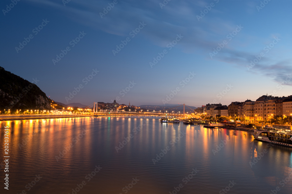 Danube river in Budapest night view