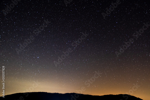 Astronomical photograph of the starry night sky