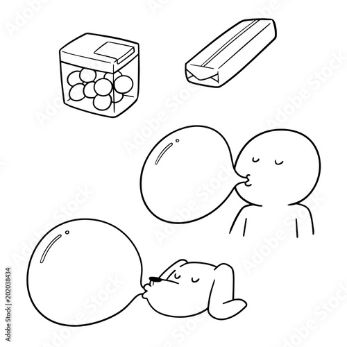 vector set of bubble gum
