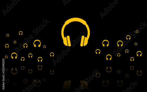 Gelbe Kopfhörer - Reflektierend Schwarz