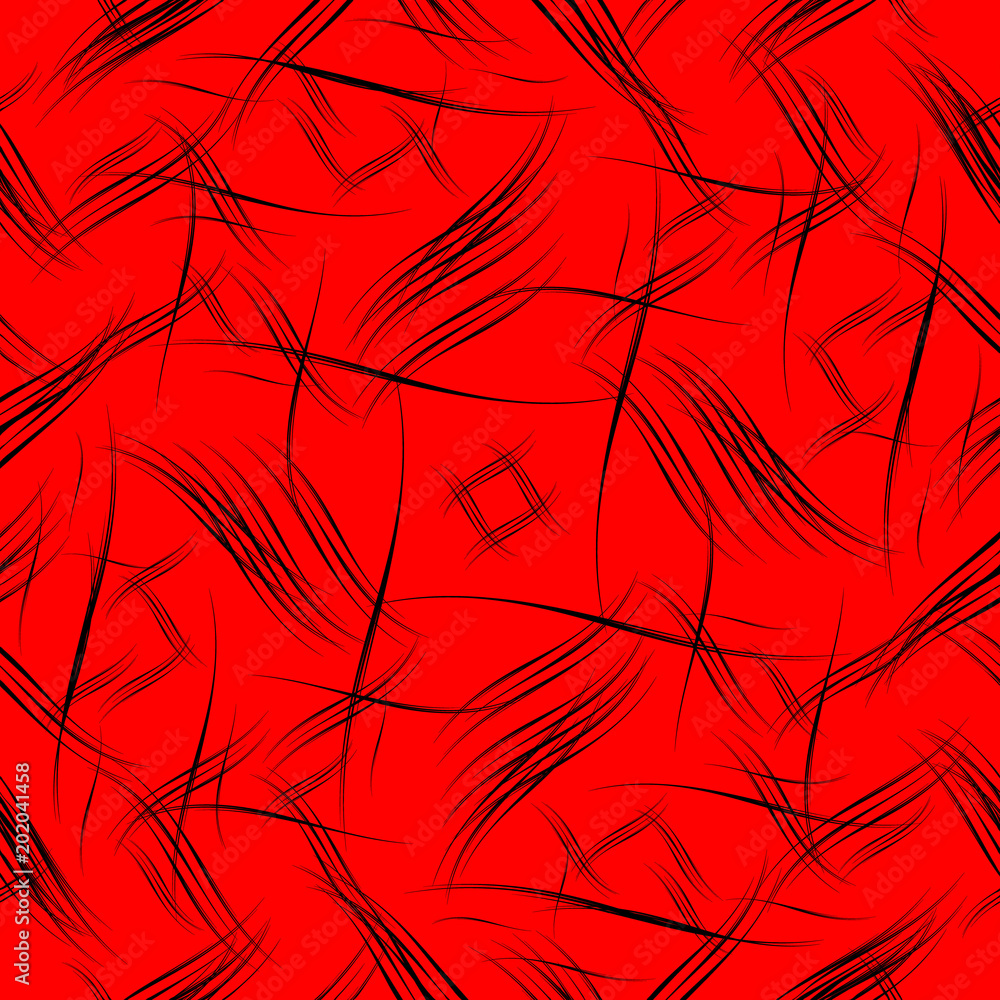 Vector pattern of smooth black lines on a red background.