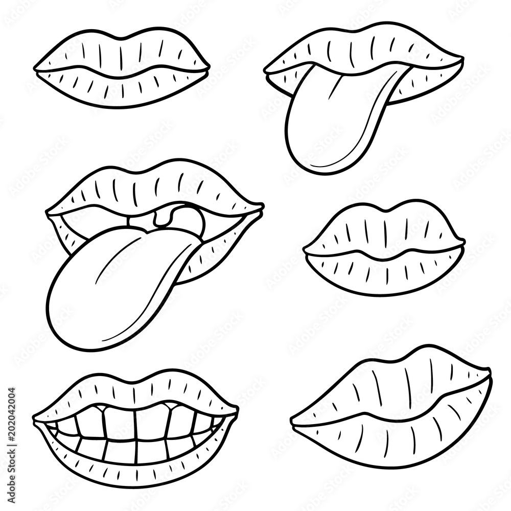 vector set of mouth and tongue vector set of mouth and tongue