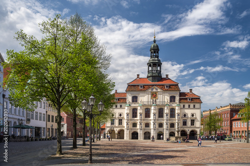 Lüneburg - Frühlings Grün am Markt vor dem Rathaus
