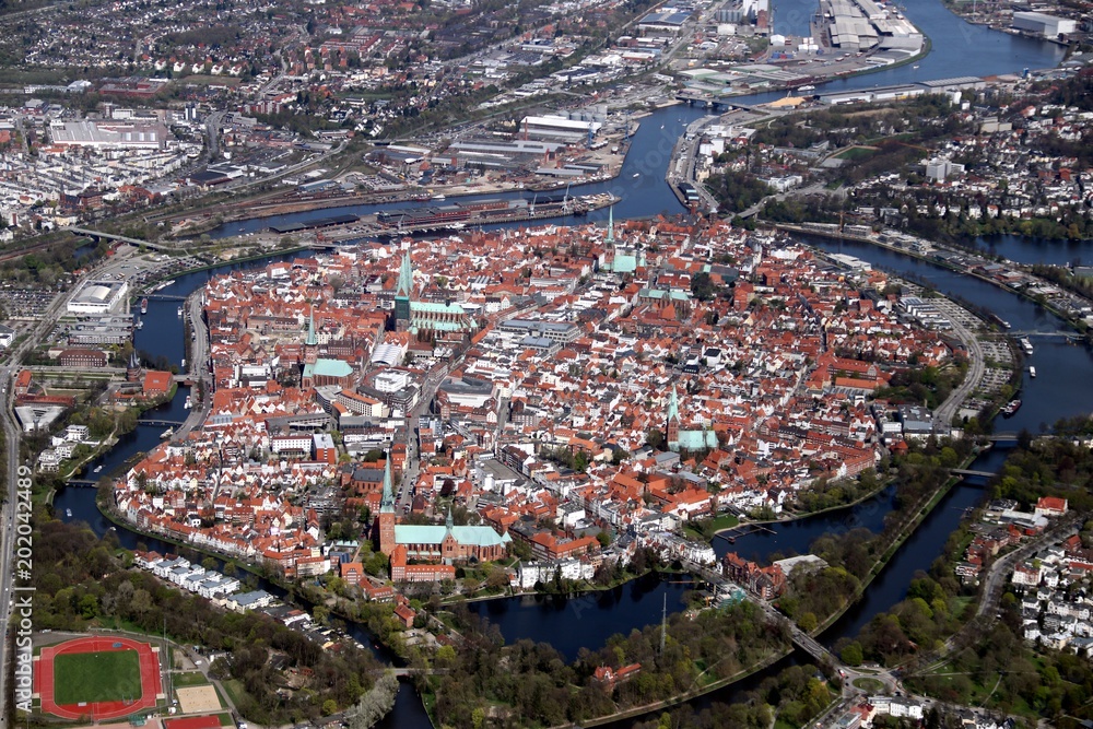 Aerial Picture of the Hanseatic City of Lübeck (Luebeck) – Germany 