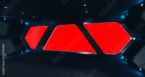 Fototapeta Naklejka Na Ścianę i Meble -  Spaceship futuristic interior with window view