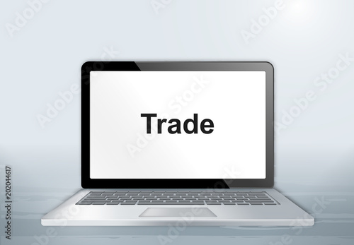 Laptop auf Holztisch - Trade