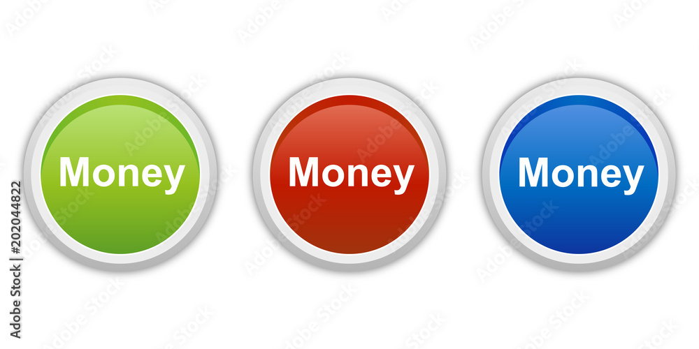 rundes Button Set grün rot blau - Money rundes Button Set grün rot blau - Money
