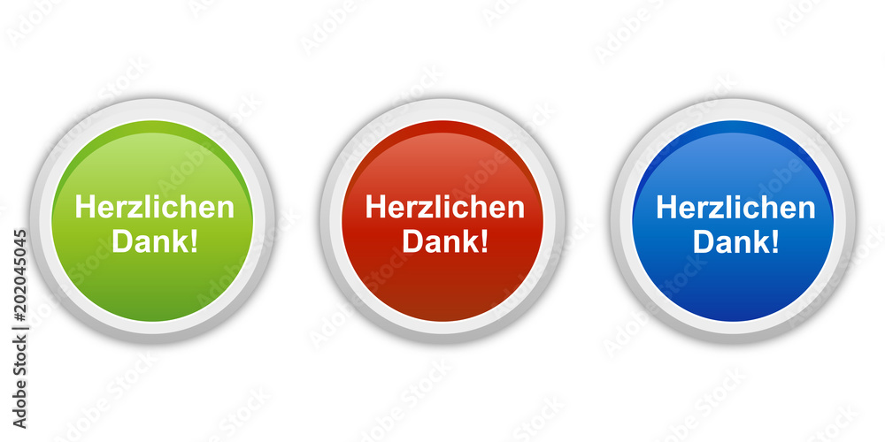 rundes Button Set grün rot blau - Herzlichen Dank rundes Button Set grün rot blau - Herzlichen Dank